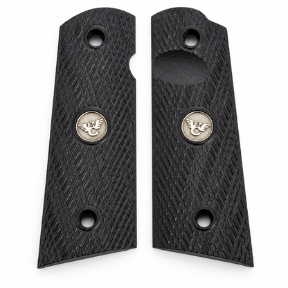 Wilson Combat 1911 Grips, Full-Size, Flat Bottom, Slant, Black G10 | 736-FS-FB-BLK