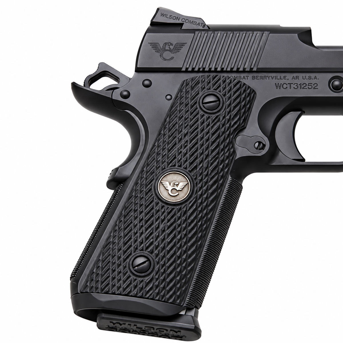 Wilson Combat 1911 Grips, Full-Size, Flat Bottom, Slant, Black G10 | 736-FS-FB-BLK