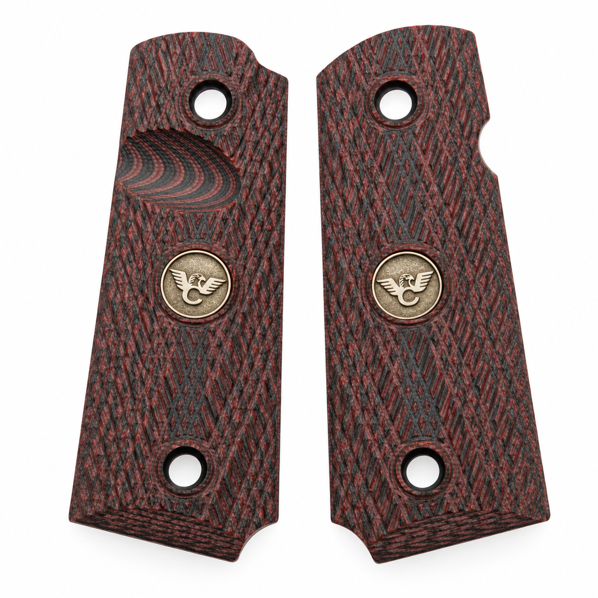 Wilson Combat 1911 Grips, Compact, Bevel Bottom, Slant, Black Cherry G10 | 737-CP-BB-BC