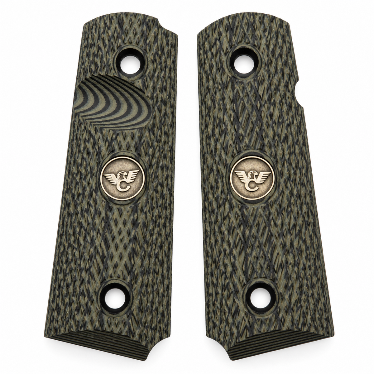 Wilson Combat 1911 Grips, Compact, Bevel Bottom, Slant, Dirty Olive G10 | 737-CP-BB-DO
