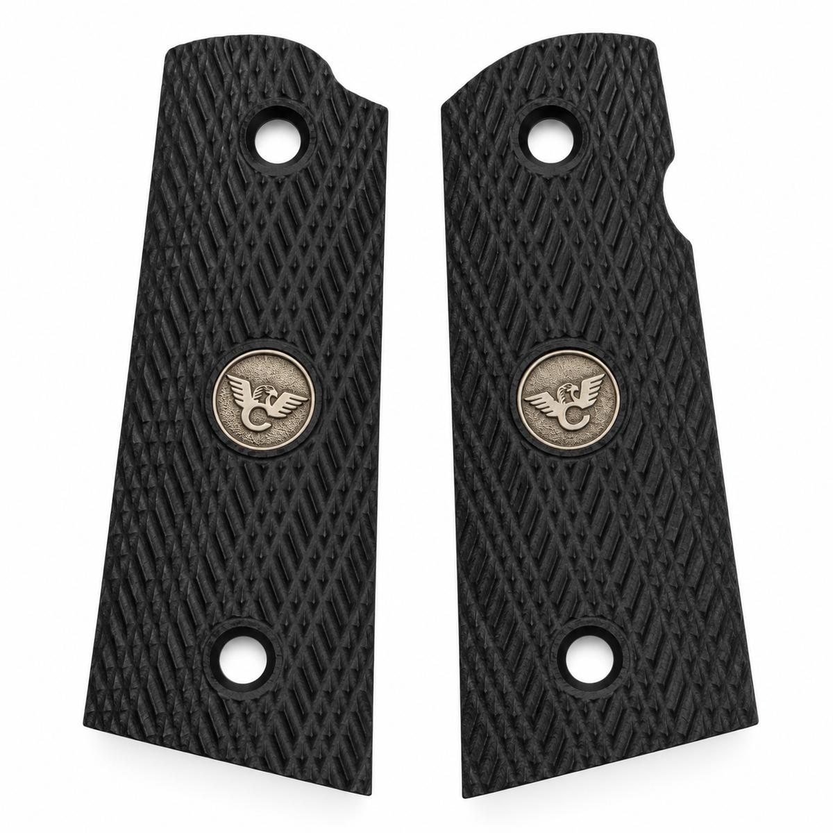 Wilson Combat 1911 Grips, Compact, Flat Bottom, Slant, Black G10 | 737-CP-FB-BLK
