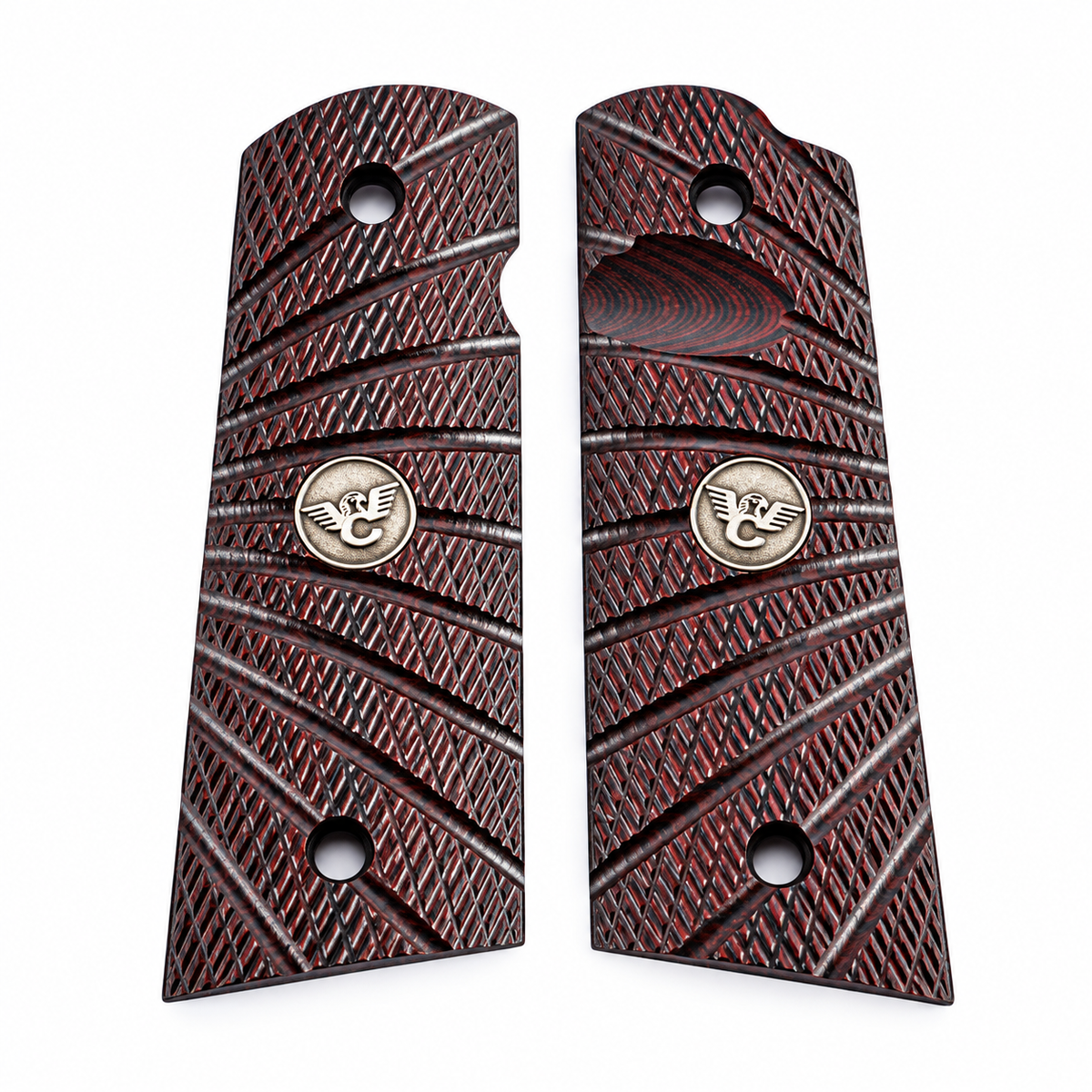 Wilson Combat 1911 Full-Size Aggressive Starburst G10 Grips - Flat Bottom - Black Cherry | 738-FS-FB-BC