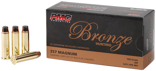 .357 Magnum, 158 gr. Jacketed Soft Point, PMC Bronze 357A, 50 per Box