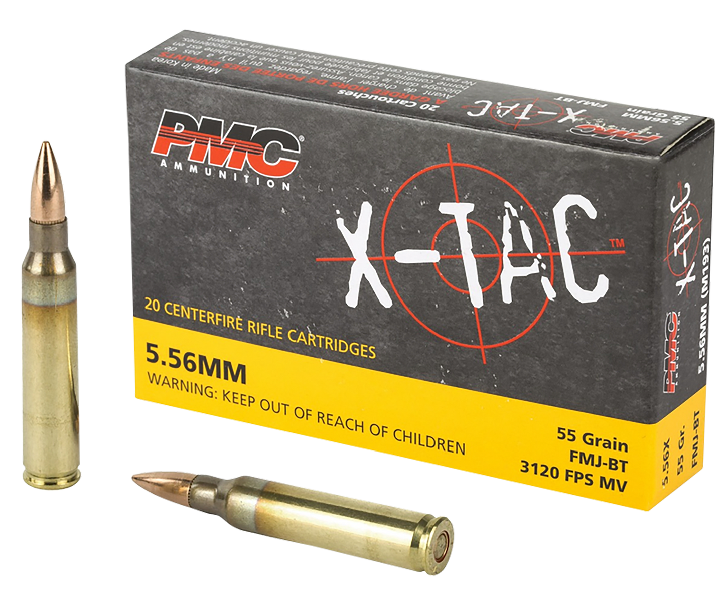 5.56x45mm, PMC 556X X-Tac, 55 gr. FMJ, 20 per Box