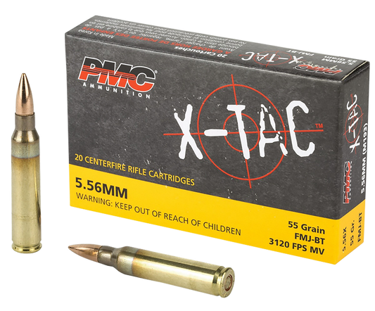 5.56x45mm, PMC 556X X-Tac, 55 gr. FMJ, 20 per Box
