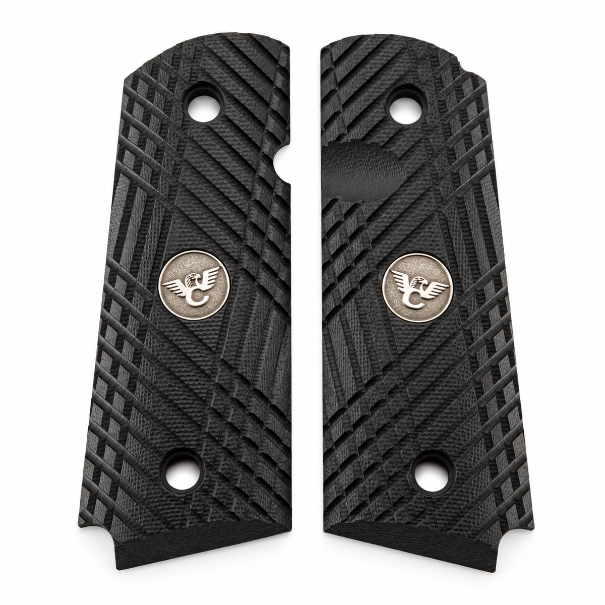 Wilson Combat 1911 Grips, Compact, Bevel Bottom, X-TAC, Black G10 | 866-CP-BB-BLK