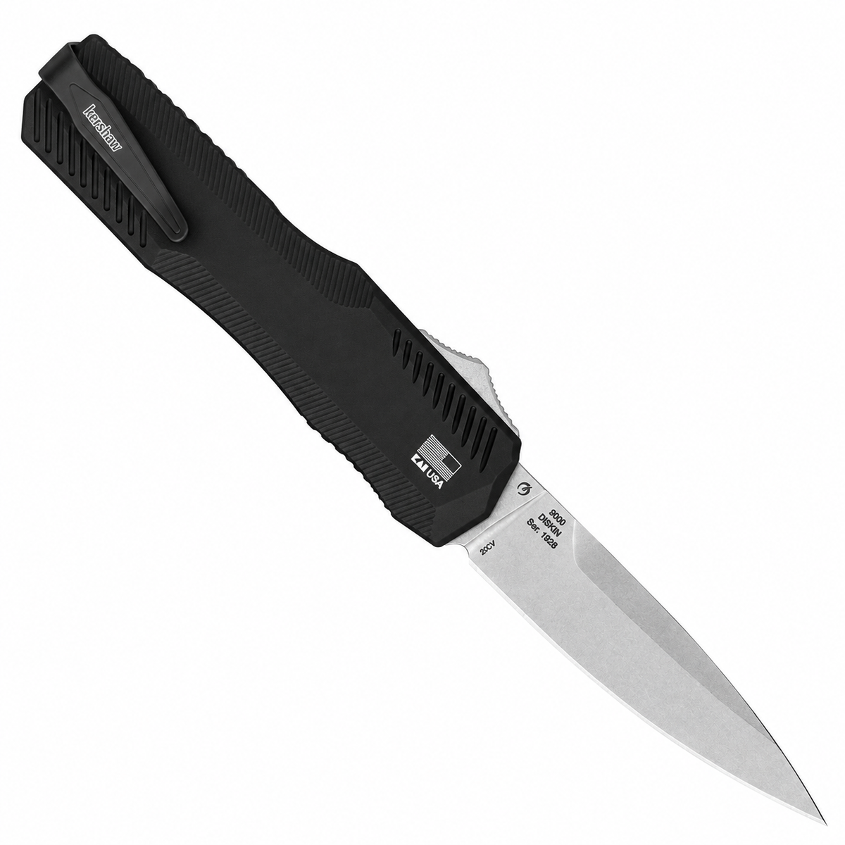 Kershaw - Livewire OTF - 9000 | Double-Action OTF (Auto) | 3.3" CPM MagnaCut Stonewash | Black Aluminum