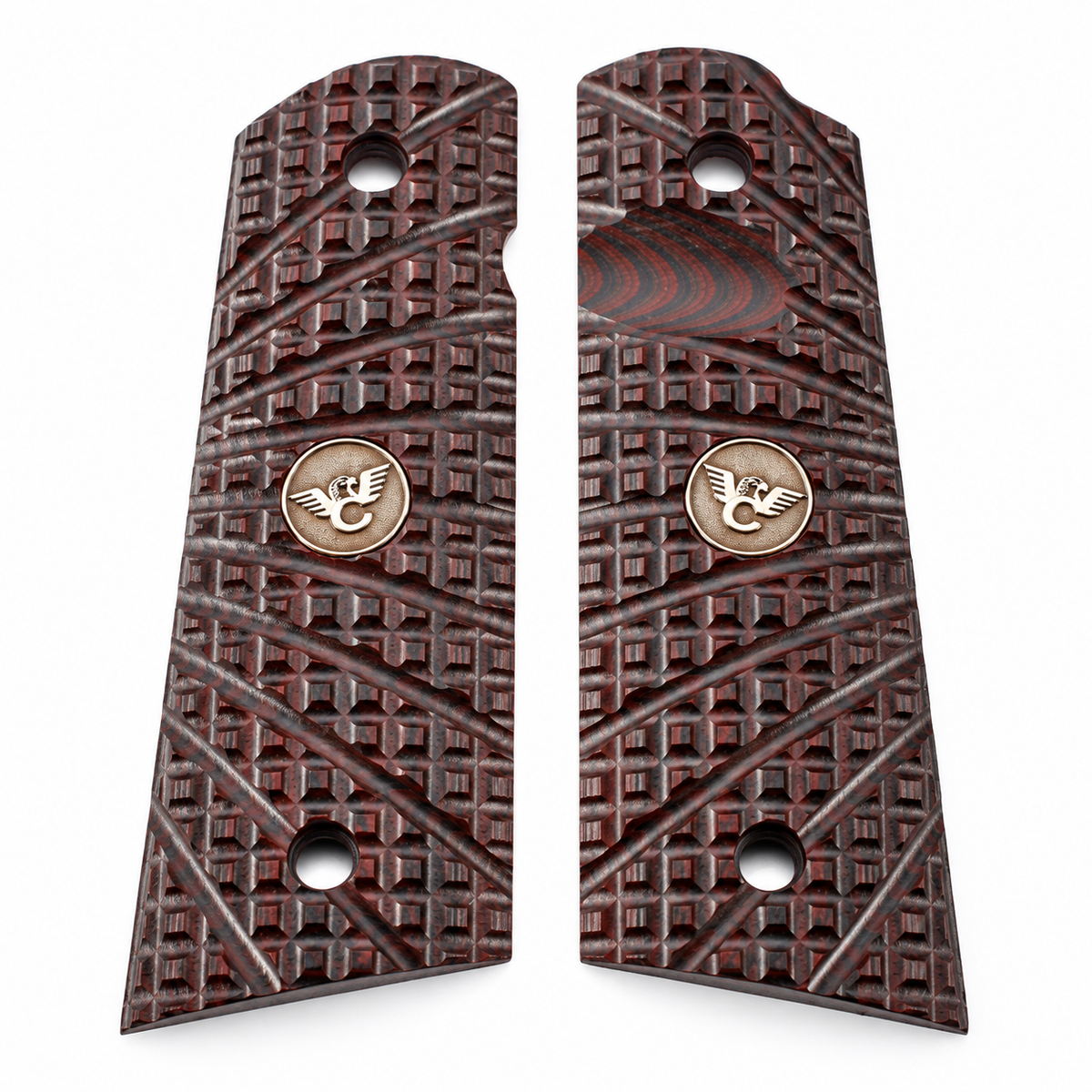 Wilson Combat 1911 Grips, Full-Size, Flat Bottom, TRAK Starburst, Black Cherry G10 | 982-FS-FB-BC