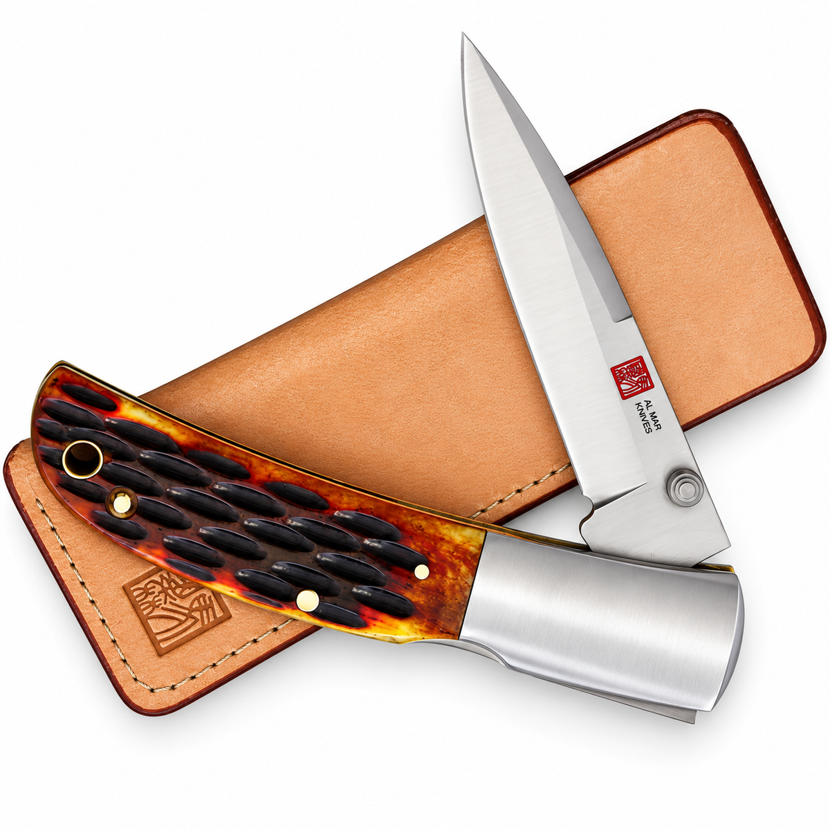 Al Mar - Classic Lockback | AMK7004 Folding Knife - 3.15" AUS-8 - Honey Jigged Bone
