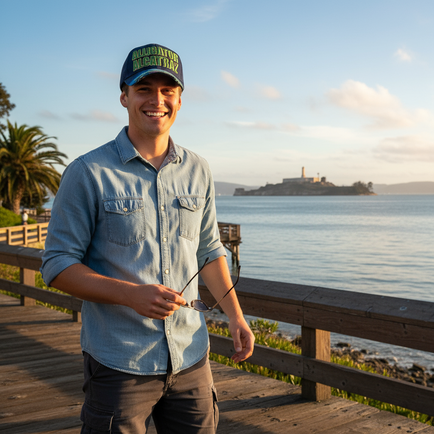 Alligator Alcatraz Cap – Printed Bill | Patriotic Graphic Flat Bill Hat