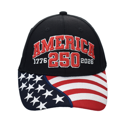 America 250th Anniversary Cap – American Flag Bill | Patriotic Cotton Twill Hat