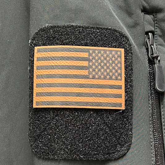 American Flag Patch, Leather / Velcro
