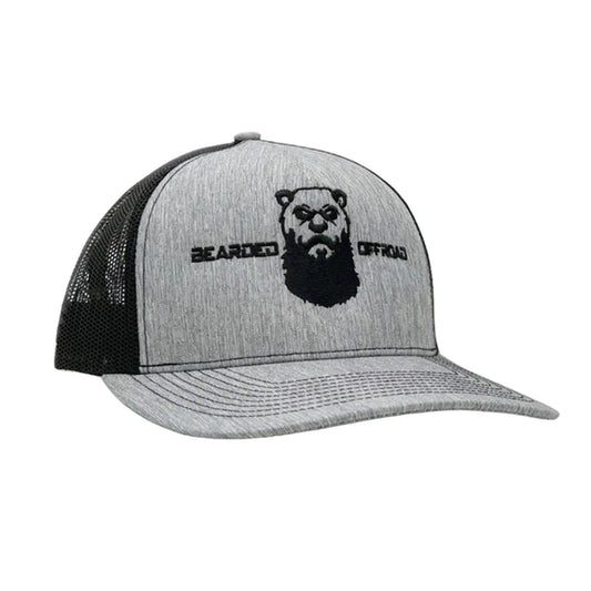 Bearded Offroad Cap, ODC Premium 5-Panel Trucker, Heather Gray / Black