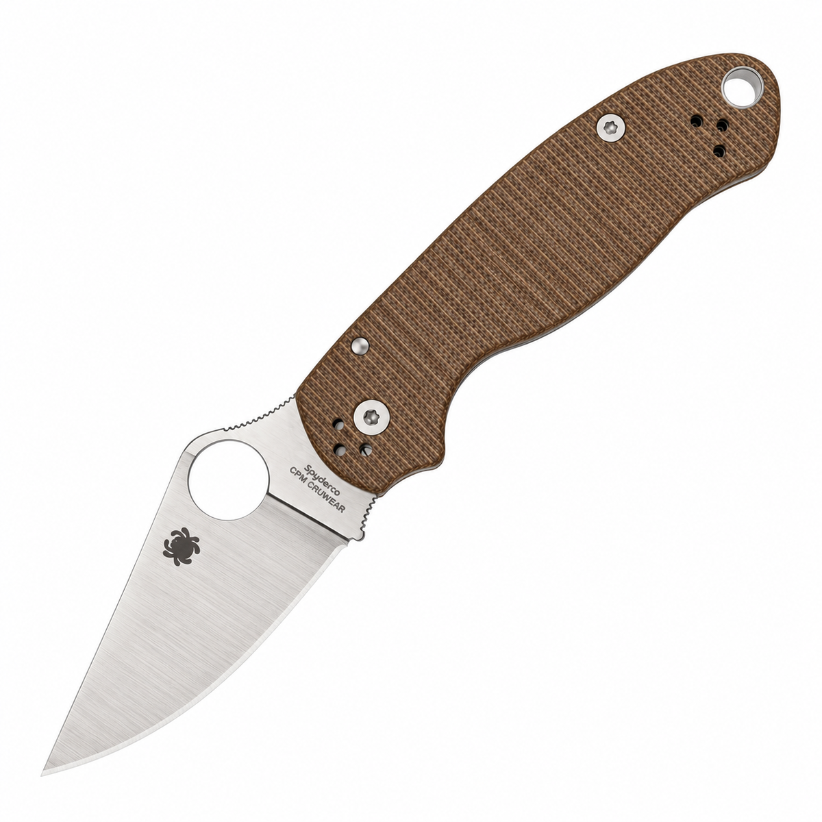 Spyderco - Para 3 - C223MPCW | Compression Lock | 3" CPM CRU-WEAR Satin Blade | Brown Canvas Micarta