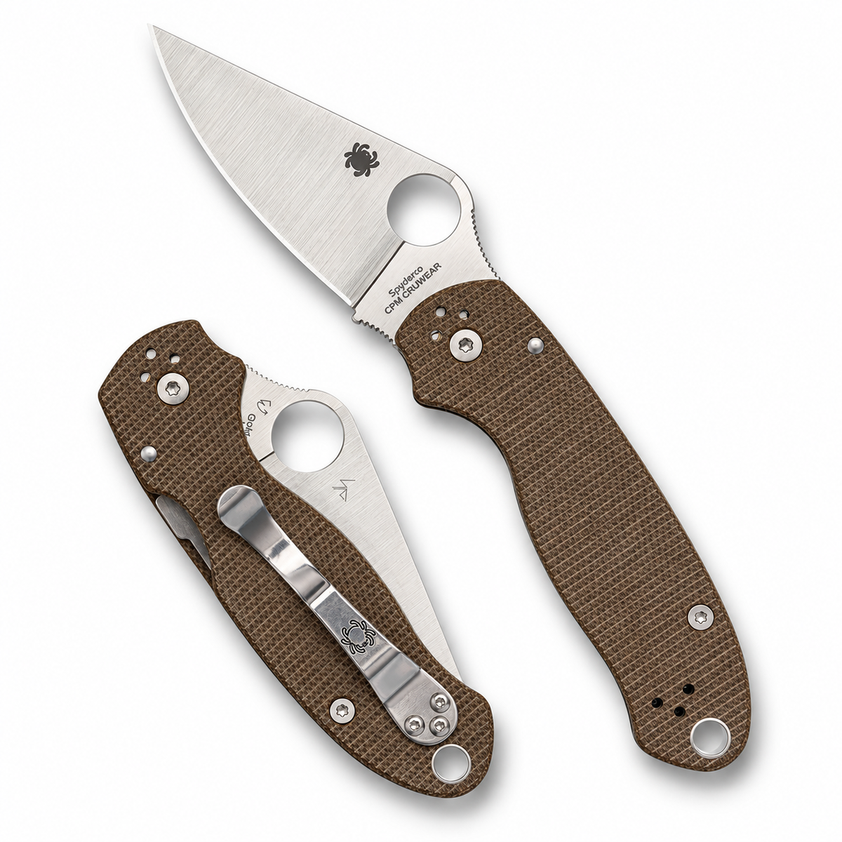 Spyderco - Para 3 - C223MPCW | Compression Lock | 3" CPM CRU-WEAR Satin Blade | Brown Canvas Micarta