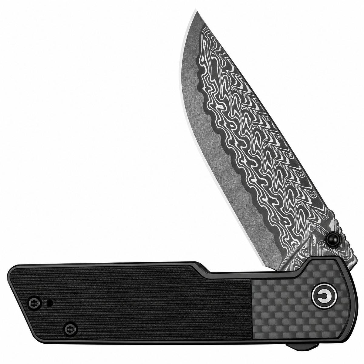 Civivi - Zygon | C25035B-DS1 Folding Knife - 3.24" Damascus - Carbon Fiber / G10