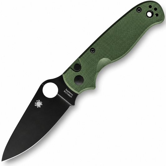 Spyderco - ButtonUp - C275GPGRBK | Button Lock | 3.27" 8Cr13MoV Black Oxide | Green G10