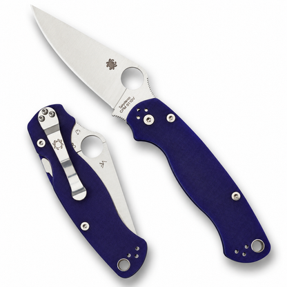 Spyderco - Para Military 2 - C81GPDBL2 | Compression Lock | 3.4" CPM S110V Satin Blade | Blue G-10