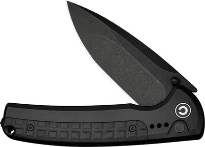 Civivi Sentinel Strike II C22025D-1 Folding Knife - 3.7" Nitro-V Blade, Black Aluminum Handle