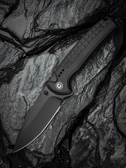 Civivi Sentinel Strike II C22025D-1 Folding Knife - 3.7" Nitro-V Blade, Black Aluminum Handle