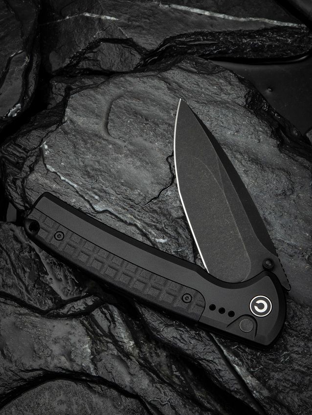 Civivi Sentinel Strike II C22025D-1 Folding Knife - 3.7" Nitro-V Blade, Black Aluminum Handle
