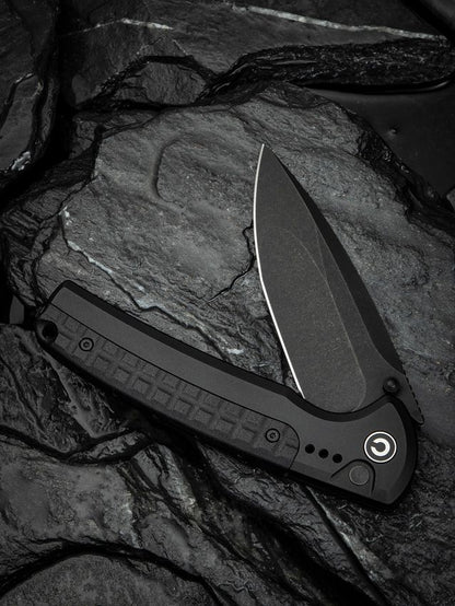 Civivi Sentinel Strike II C22025D-1 Folding Knife - 3.7" Nitro-V Blade, Black Aluminum Handle