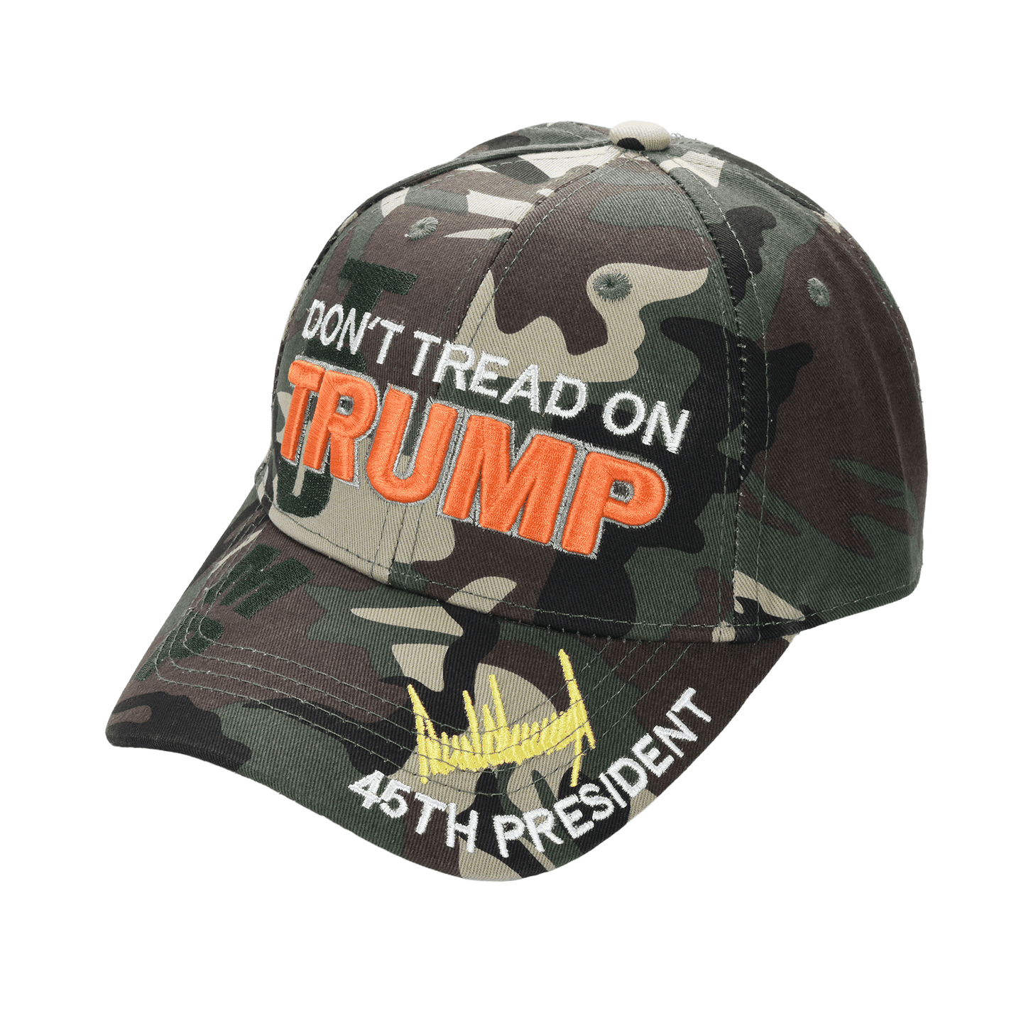 Don’t Tread on Trump Camo Cap – Adjustable Cotton Twill MAGA Hat with 45th President Design