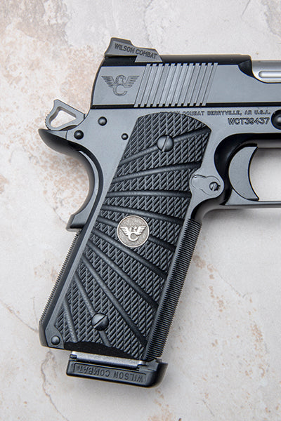 Wilson Combat 1911 Full-Size Agressive Starburst G10 Grips, Bevel Bottom - Black | 738-FS-BB-BLK