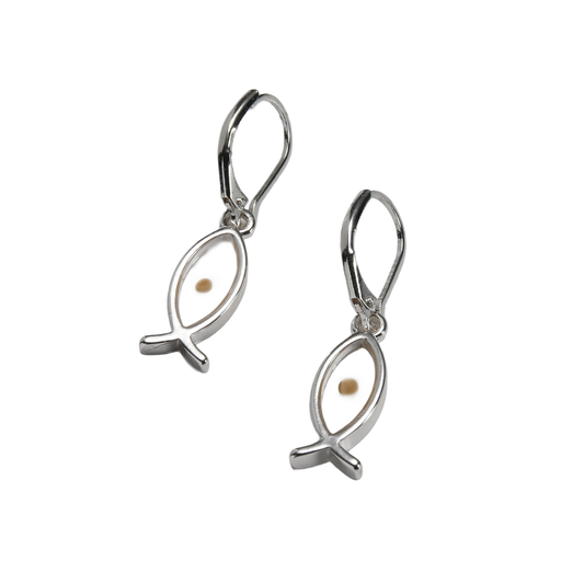 Mustard Seed Christian Fish Earrings – Faith Jewelry Inspired by Matthew 17:20, Sterling Silver Dangle Earrings Gift for Her