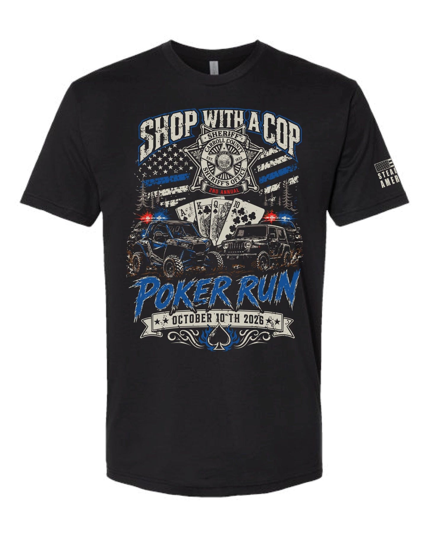 Official 2nd Annual Shop with a Cop Poker Run T-Shirt