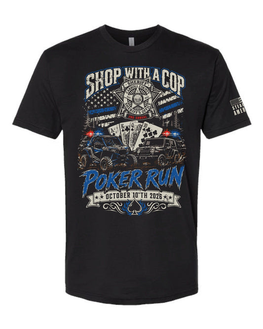 Official 2nd Annual Shop with a Cop Poker Run T-Shirt