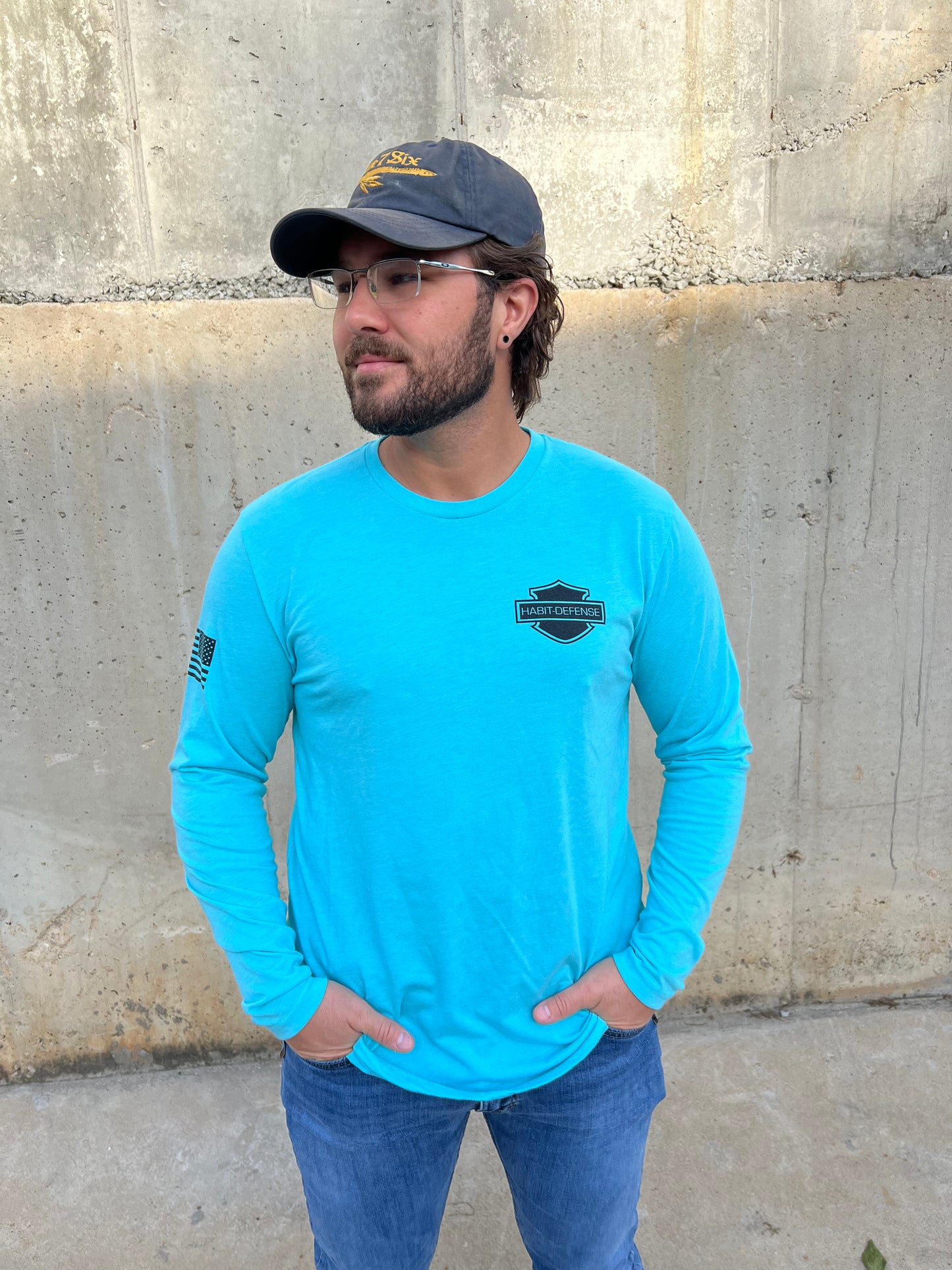 Habit Defense Shield Logo / Lion of Judah T-Shirt, Tahiti Blue