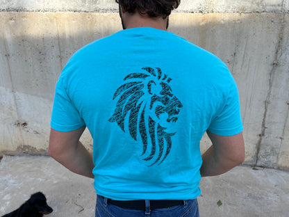 Habit Defense Shield Logo / Lion of Judah T-Shirt, Tahiti Blue