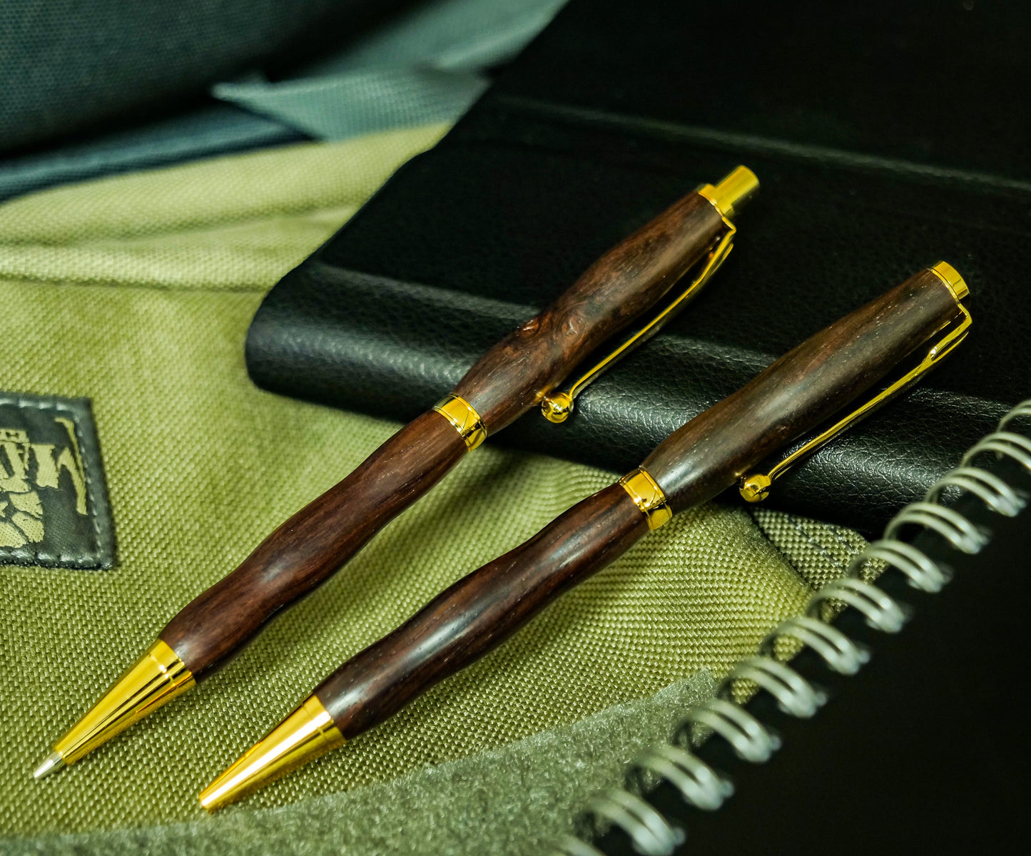 Pen, Handmade Pen / Pencil Set #042, Twist, Cocobolo, 24kt Gold