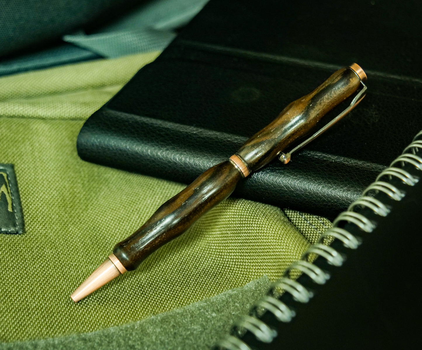 Pen, Handmade Pen #057, Twist, Zircote, Antique Copper