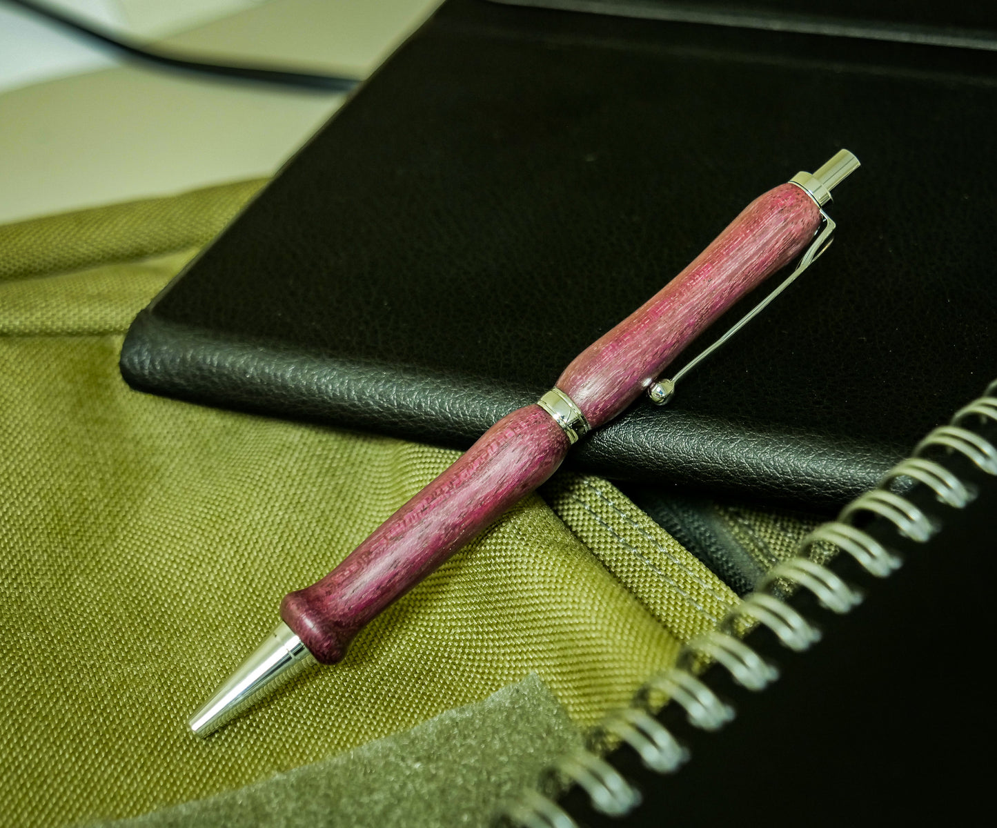 Pen, Handmade Pen #045, Click, Purpleheart, Chrome