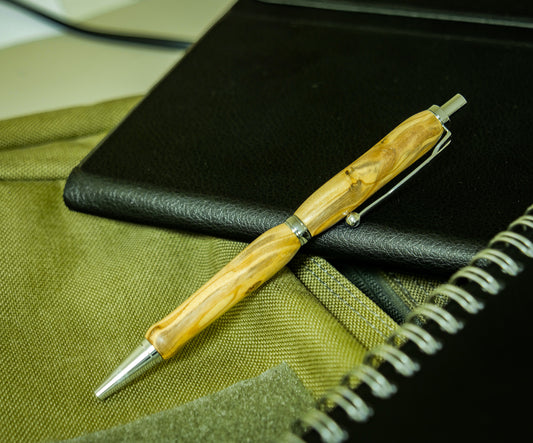 Pen, Handmade Pen #058, Click, Bethlehem Olivewood, Chrome