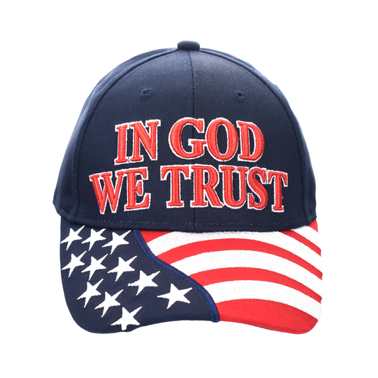 In God We Trust Cap – American Flag Bill | Cotton Twill Hat