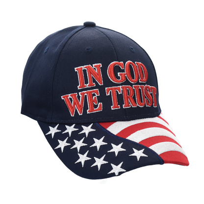In God We Trust Cap – American Flag Bill | Cotton Twill Hat