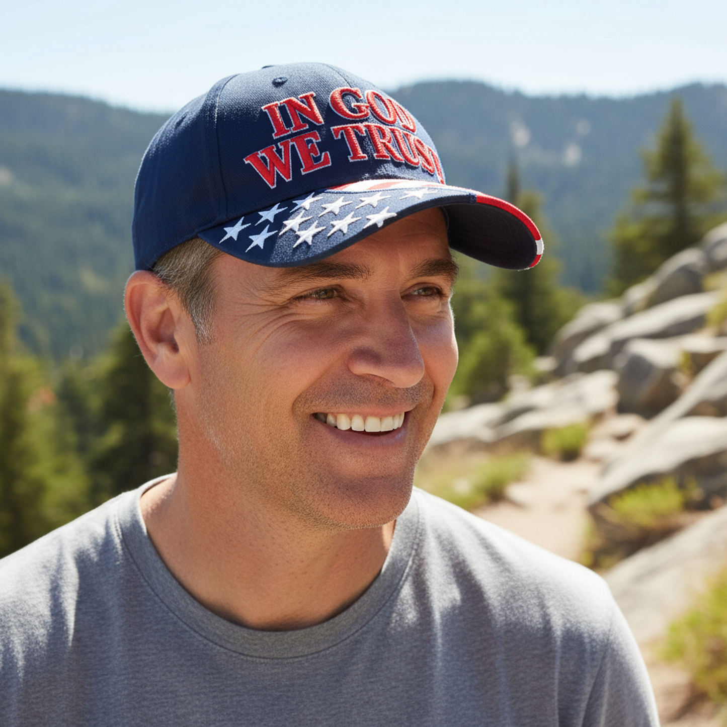 In God We Trust Cap – American Flag Bill | Cotton Twill Hat