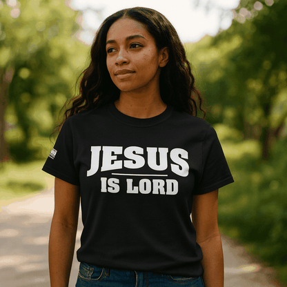 Jesus Is Lord Christian T-Shirt – Faith Graphic Tee for Men & Women, Inspirational Bible Verse Shirt, Black Cotton Christian Apparel