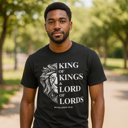 King of Kings & Lord of Lords Lion • Revelation 19:16 Faith T-Shirt