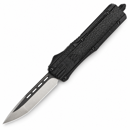 CobraTec - CTK-1 Medium | MBCTK1MDNS OTF Automatic Knife - 3" D2 - Black Aluminum