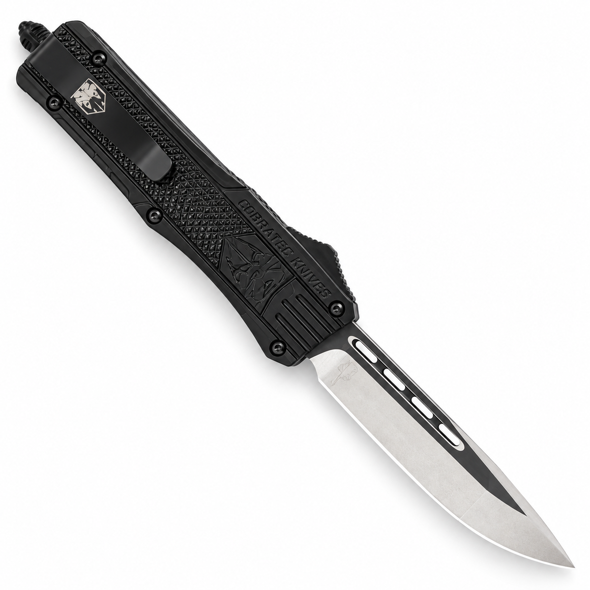 CobraTec - CTK-1 Medium | MBCTK1MDNS OTF Automatic Knife - 3" D2 - Black Aluminum