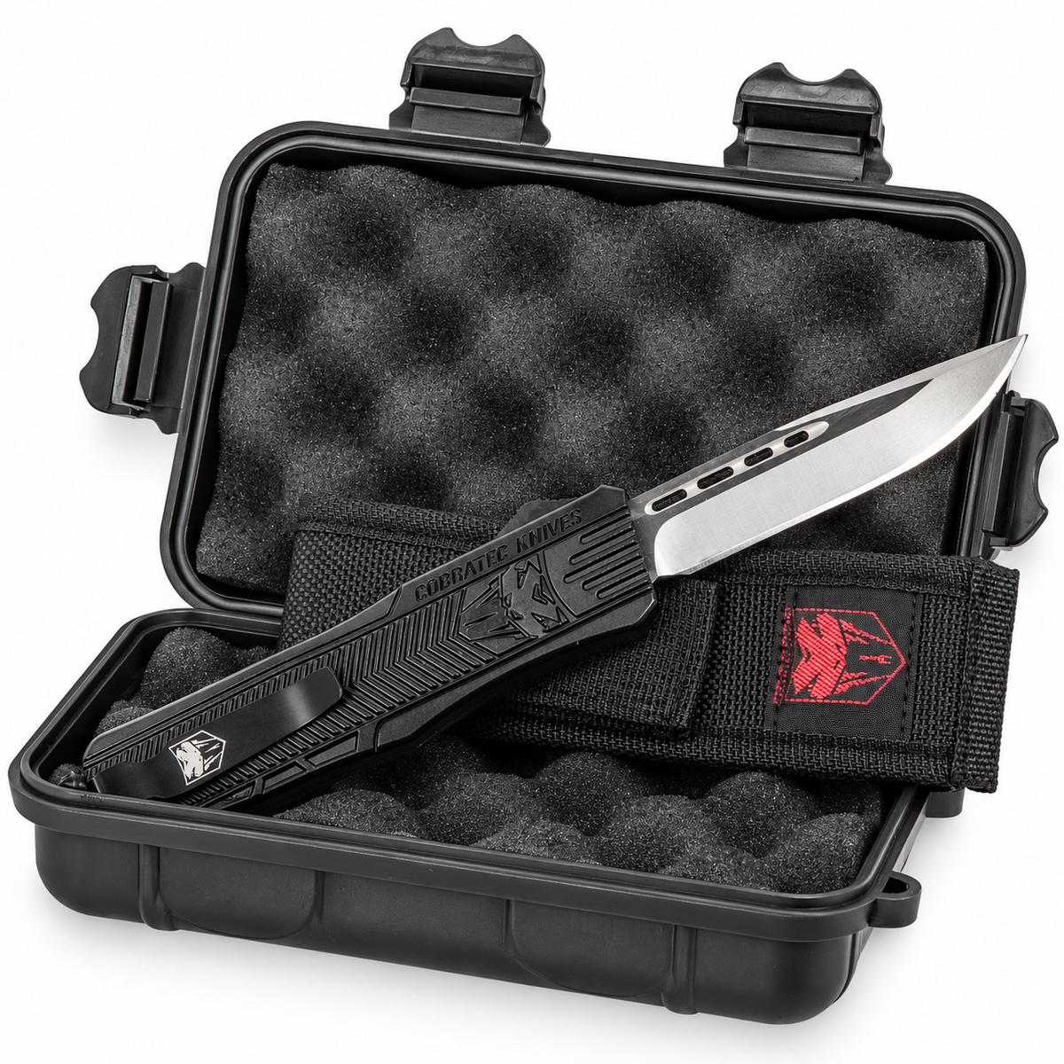 CobraTec - CTK-1 Medium | MBCTK1MDNS OTF Automatic Knife - 3" D2 - Black Aluminum