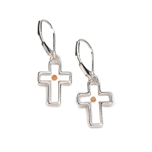 Mustard Seed Cross Earrings – Faith Jewelry Inspired by Matthew 17:20, Christian Gift for Women