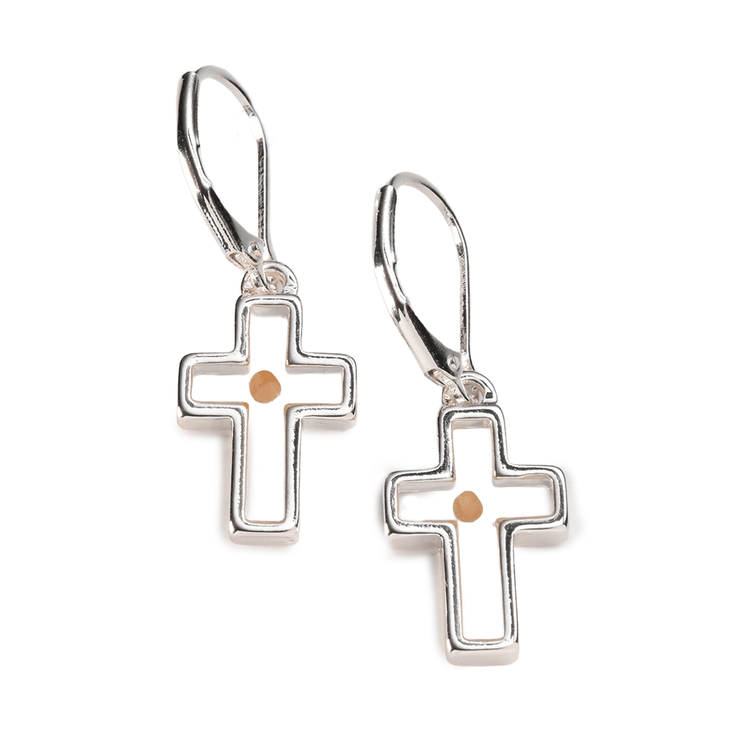 Mustard Seed Cross Earrings – Faith Jewelry Inspired by Matthew 17:20, Christian Gift for Women