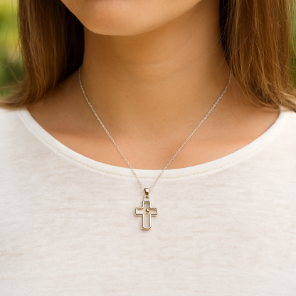 Mustard Seed Cross Necklace, Sterling Silver Christian Jewelry, Faith Pendant Gift for Women, Bible Verse Matthew 17:20