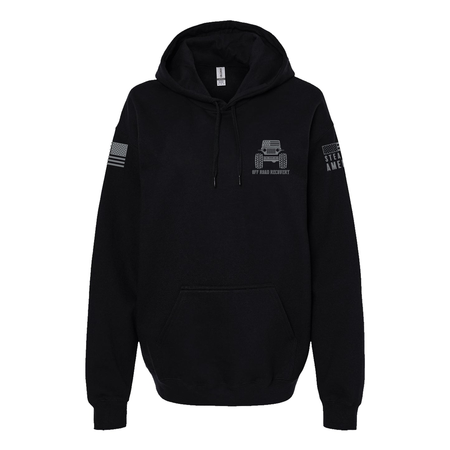 Off Road Recovery / Jeep Logo, SoftStyle Hoodie, Black