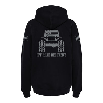 Off Road Recovery / Jeep Logo, SoftStyle Hoodie, Black